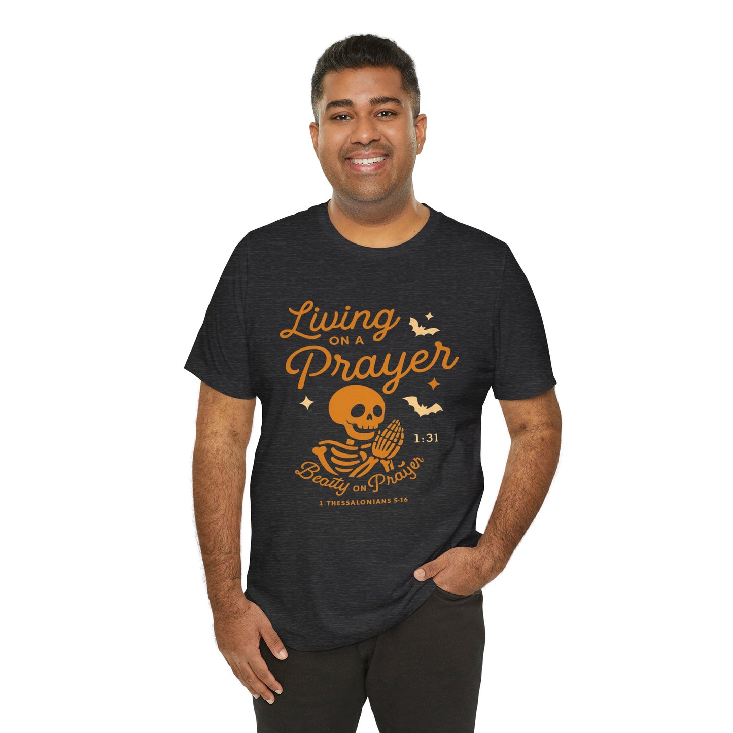 "Living on a Prayer – Skeleton Hands | Jersey Tee