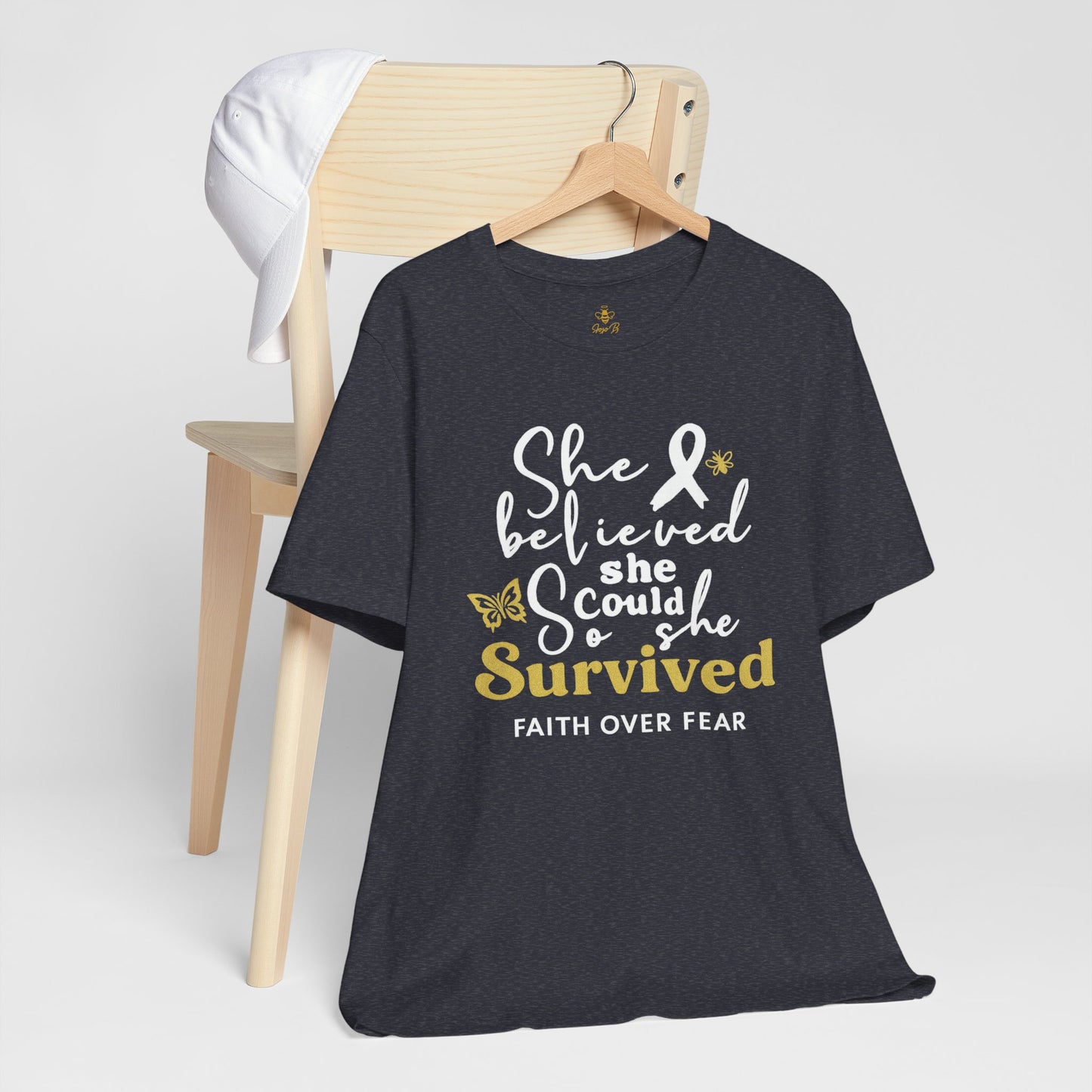 She Believed, So She Survived – Inspirational Cancer Warrior | Jersey Tee
