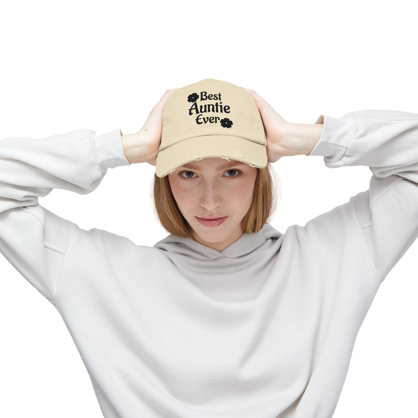 Best Auntie Ever Distressed Hat – Adjustable Embroidered Baseball Cap for Fun Aunties