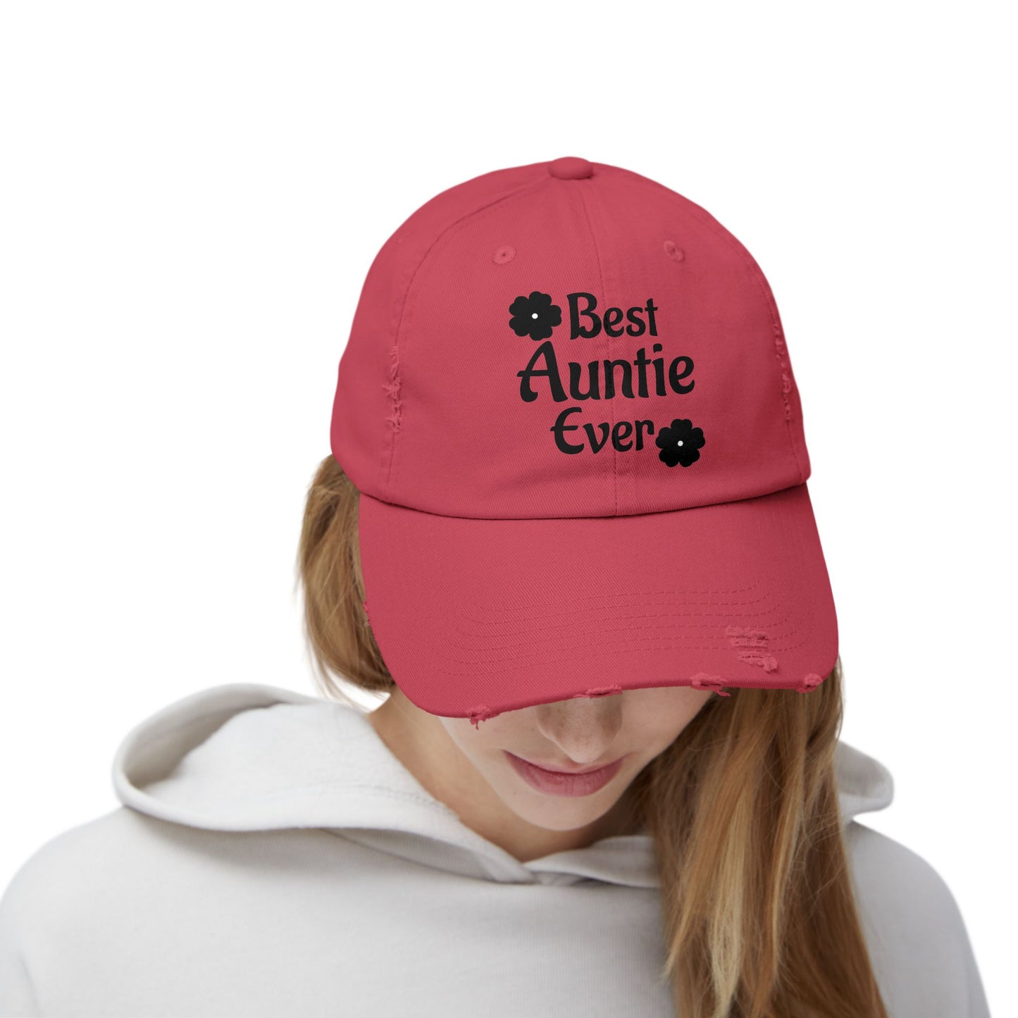 Best Auntie Ever Distressed Hat – Adjustable Embroidered Baseball Cap for Fun Aunties