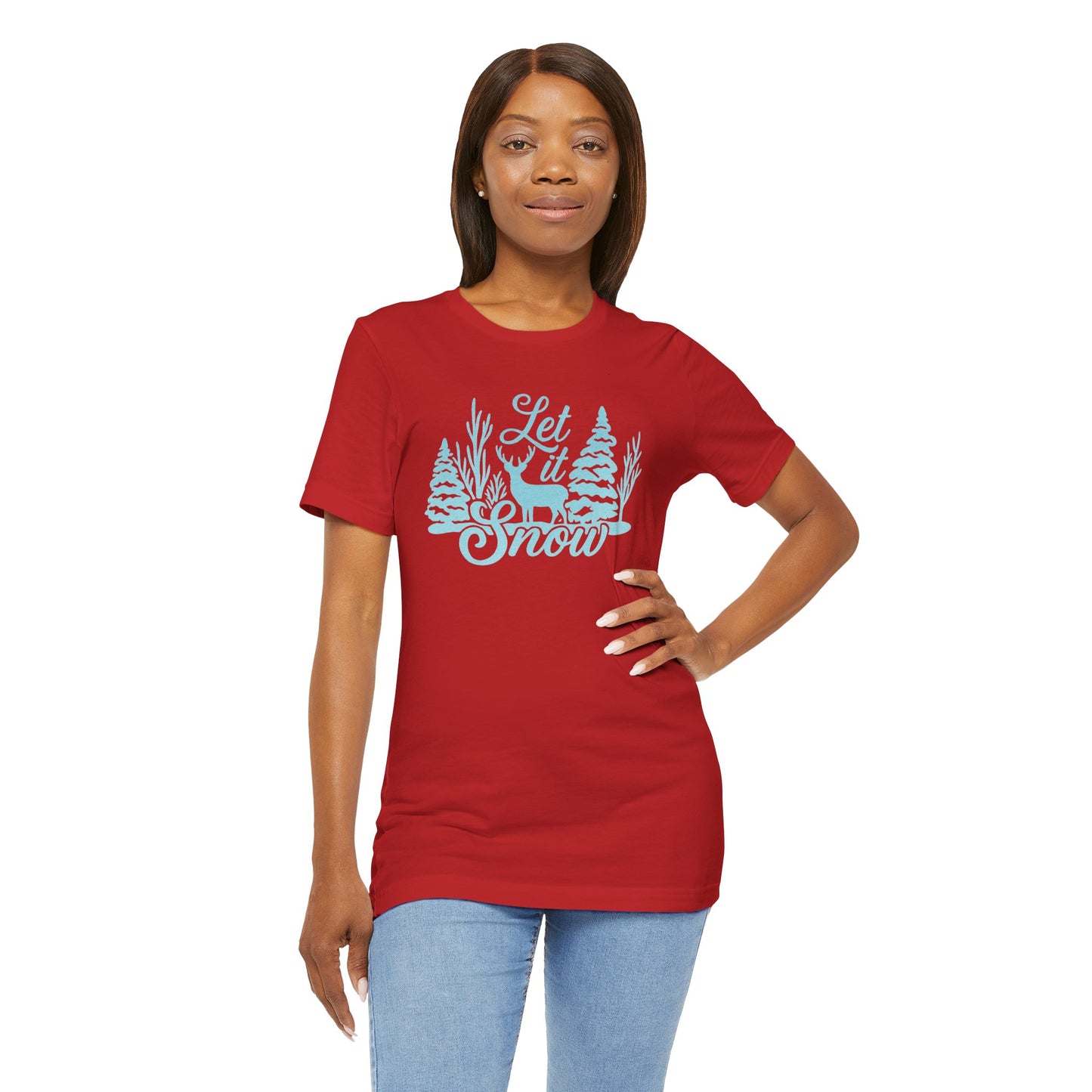Let It Snow Winter Forest – Rustic Holiday Reindeer | Jersey Tee