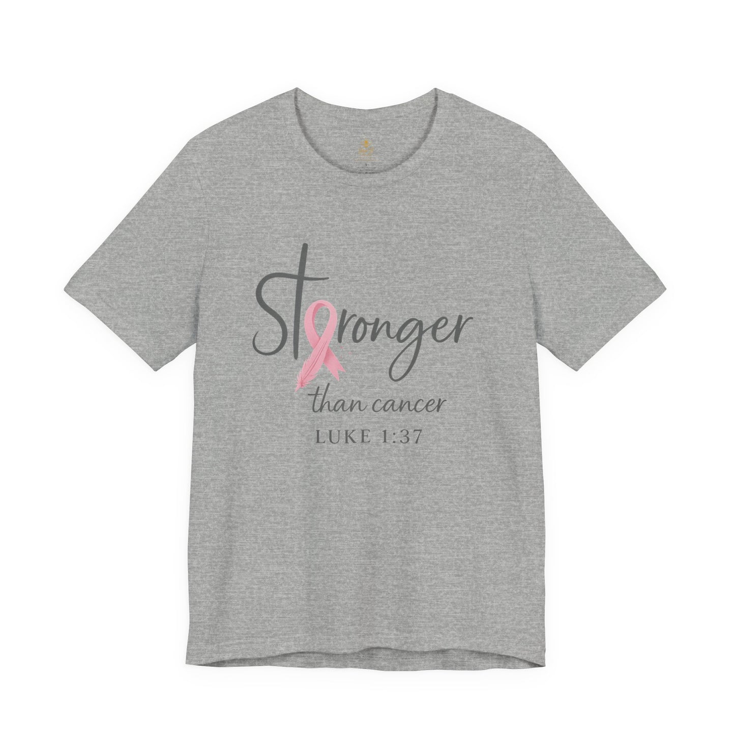 Stronger Than Cancer Faith Shirt – Breast Cancer Awareness Luke 1:37 | Jersey Tee