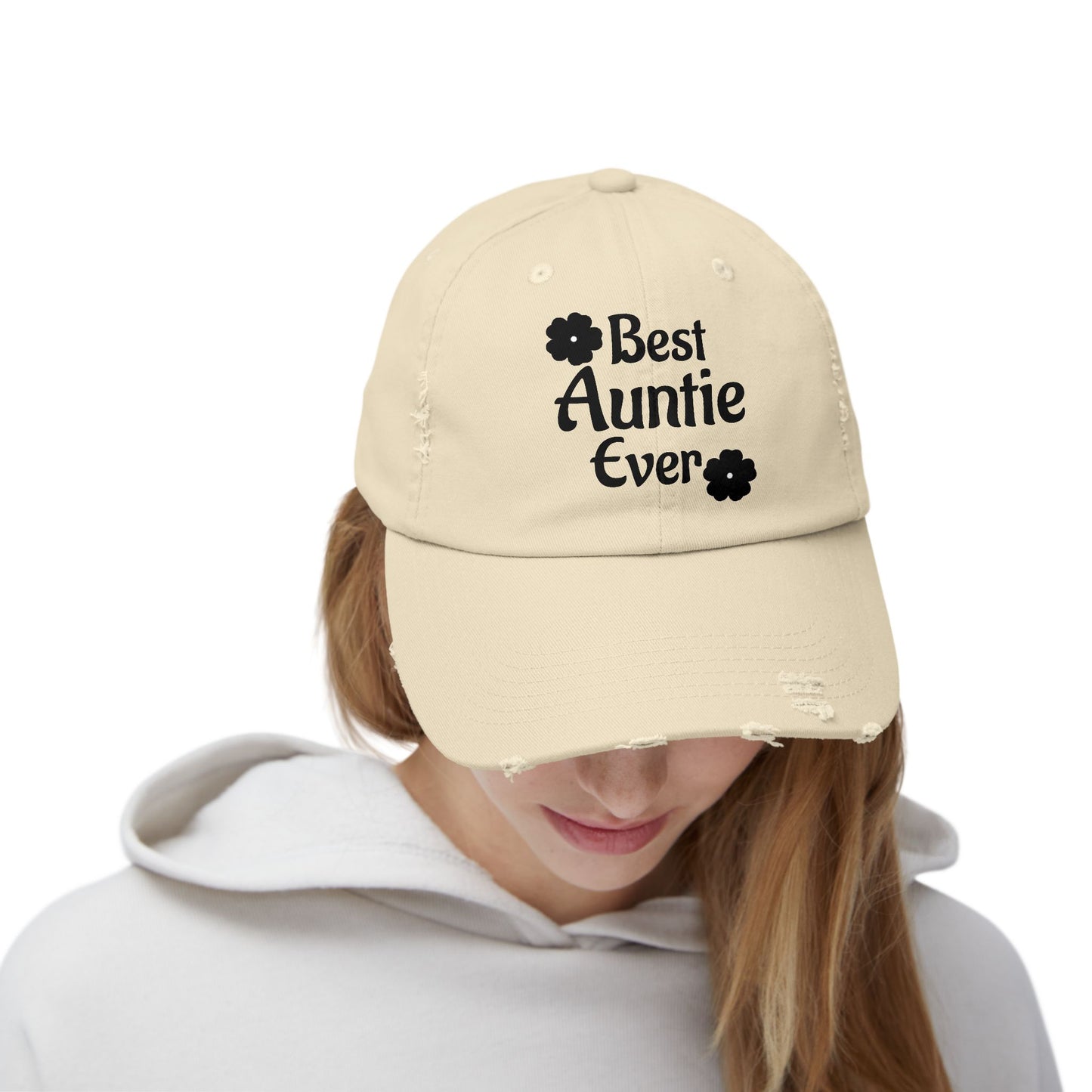 Best Auntie Ever Distressed Hat – Adjustable Embroidered Baseball Cap for Fun Aunties