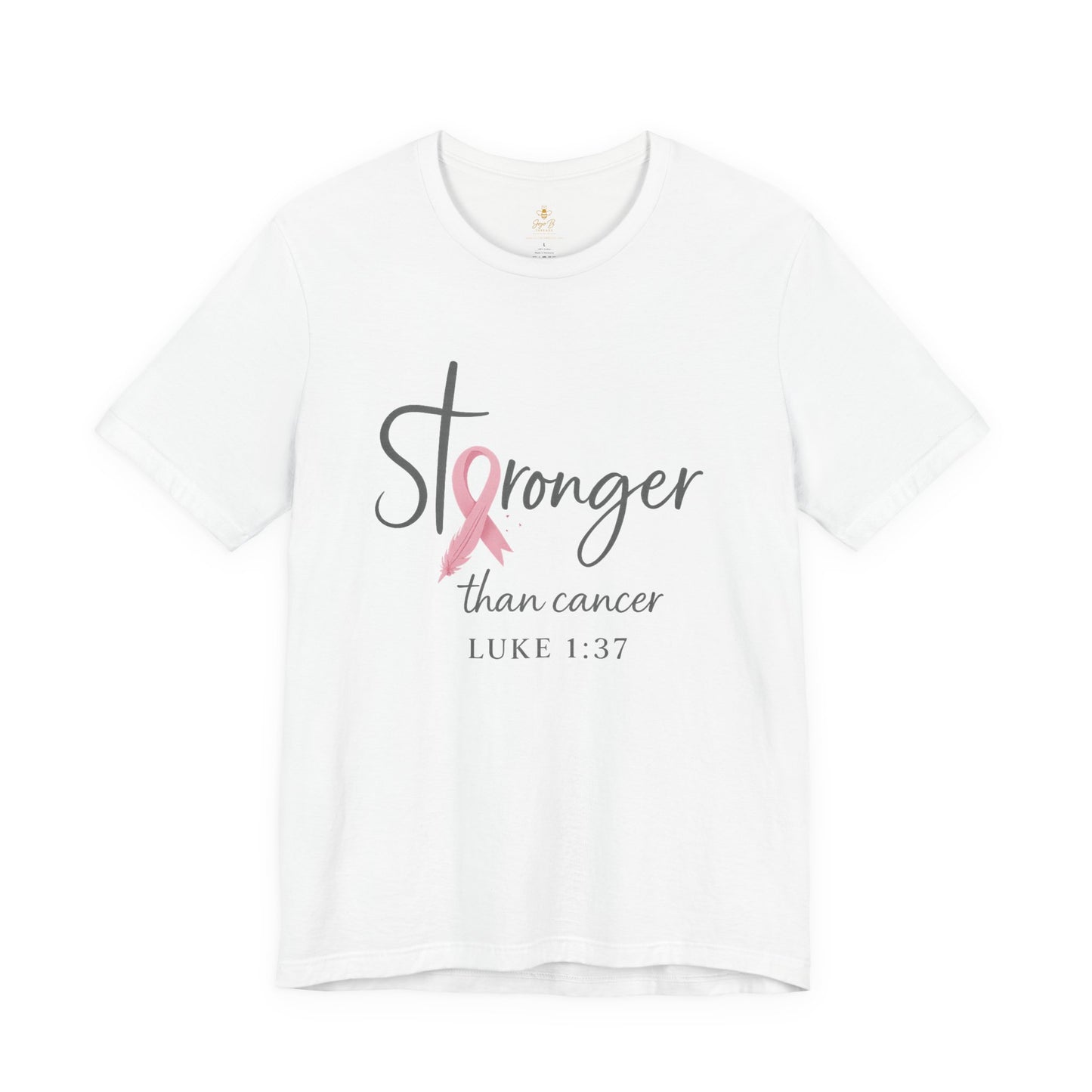 Stronger Than Cancer Faith Shirt – Breast Cancer Awareness Luke 1:37 | Jersey Tee