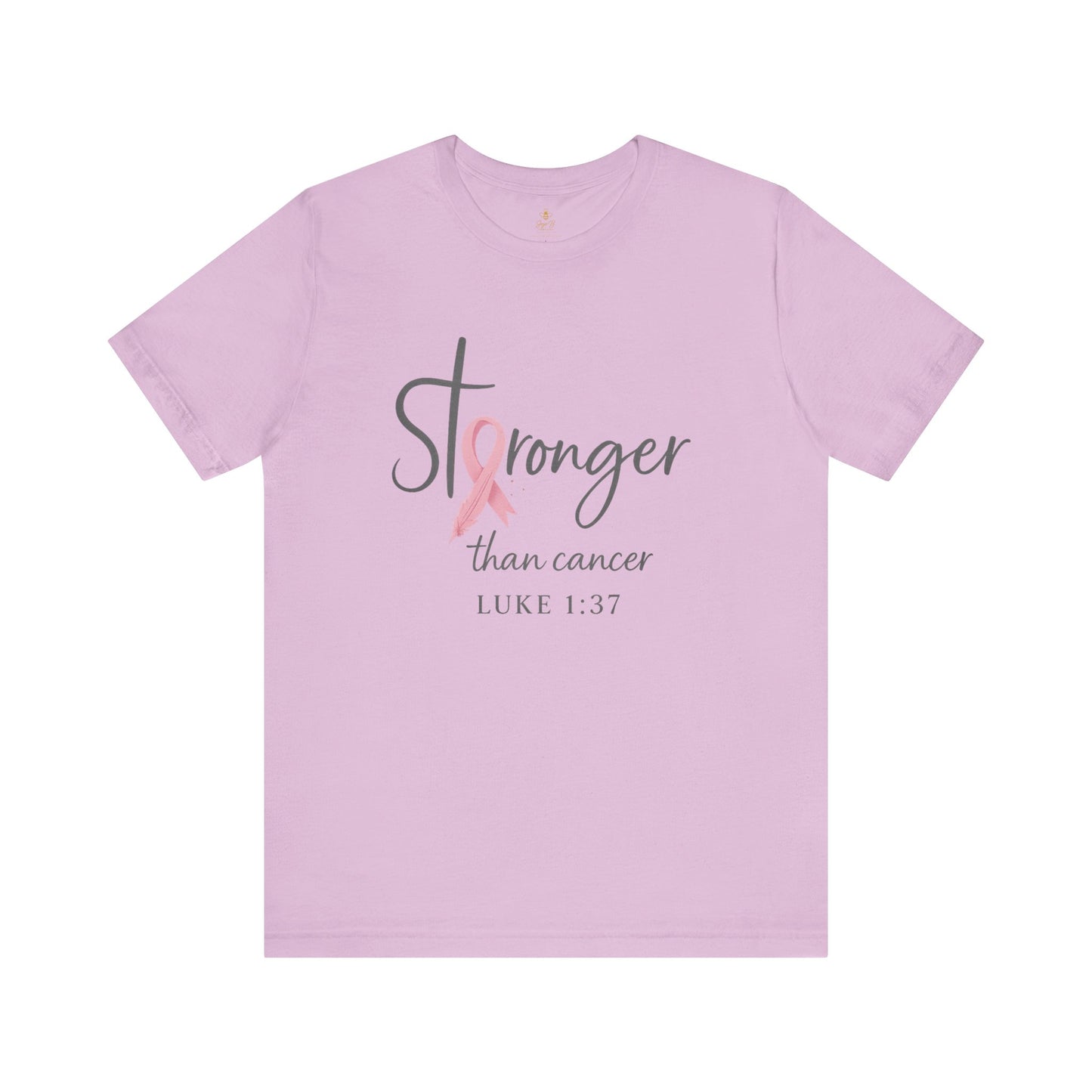 Stronger Than Cancer Faith Shirt – Breast Cancer Awareness Luke 1:37 | Jersey Tee