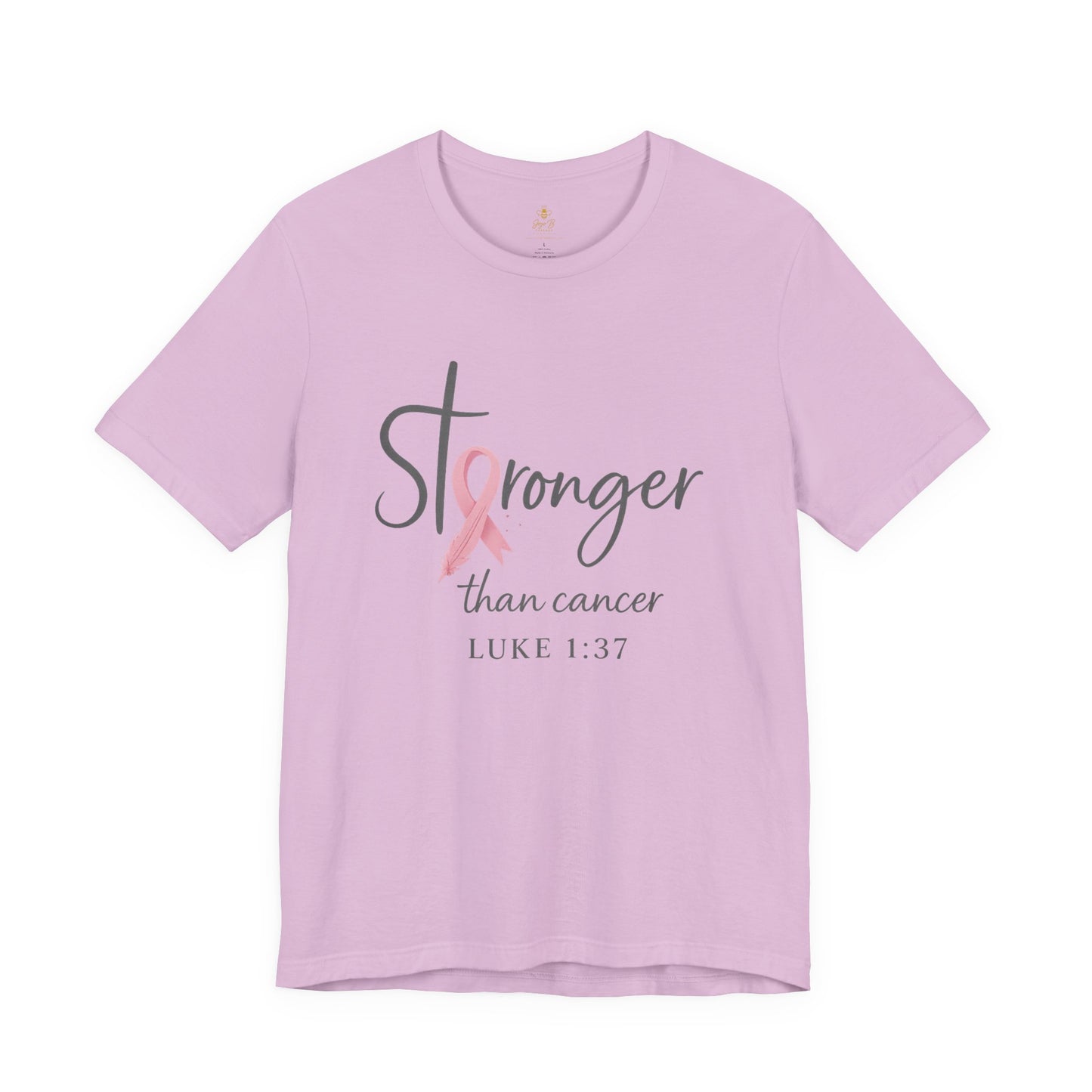 Stronger Than Cancer Faith Shirt – Breast Cancer Awareness Luke 1:37 | Jersey Tee