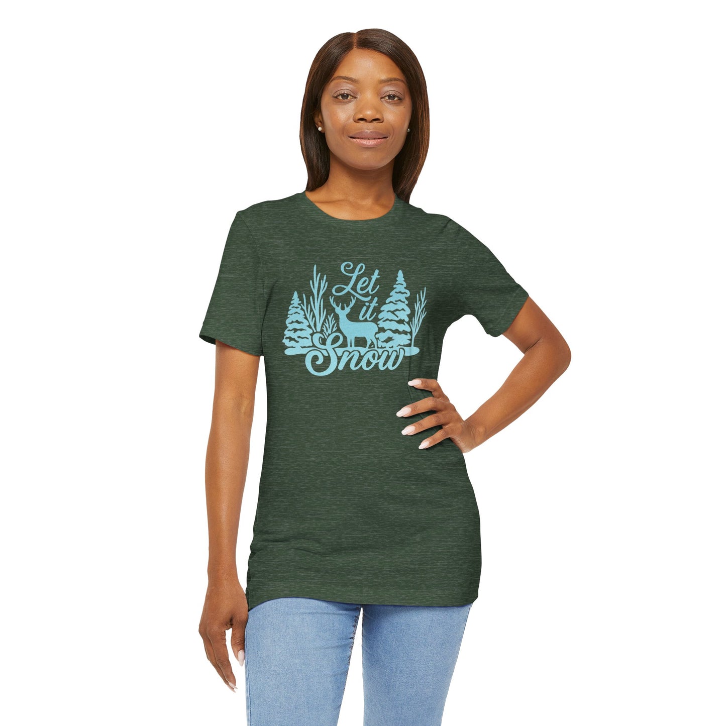Let It Snow Winter Forest – Rustic Holiday Reindeer | Jersey Tee