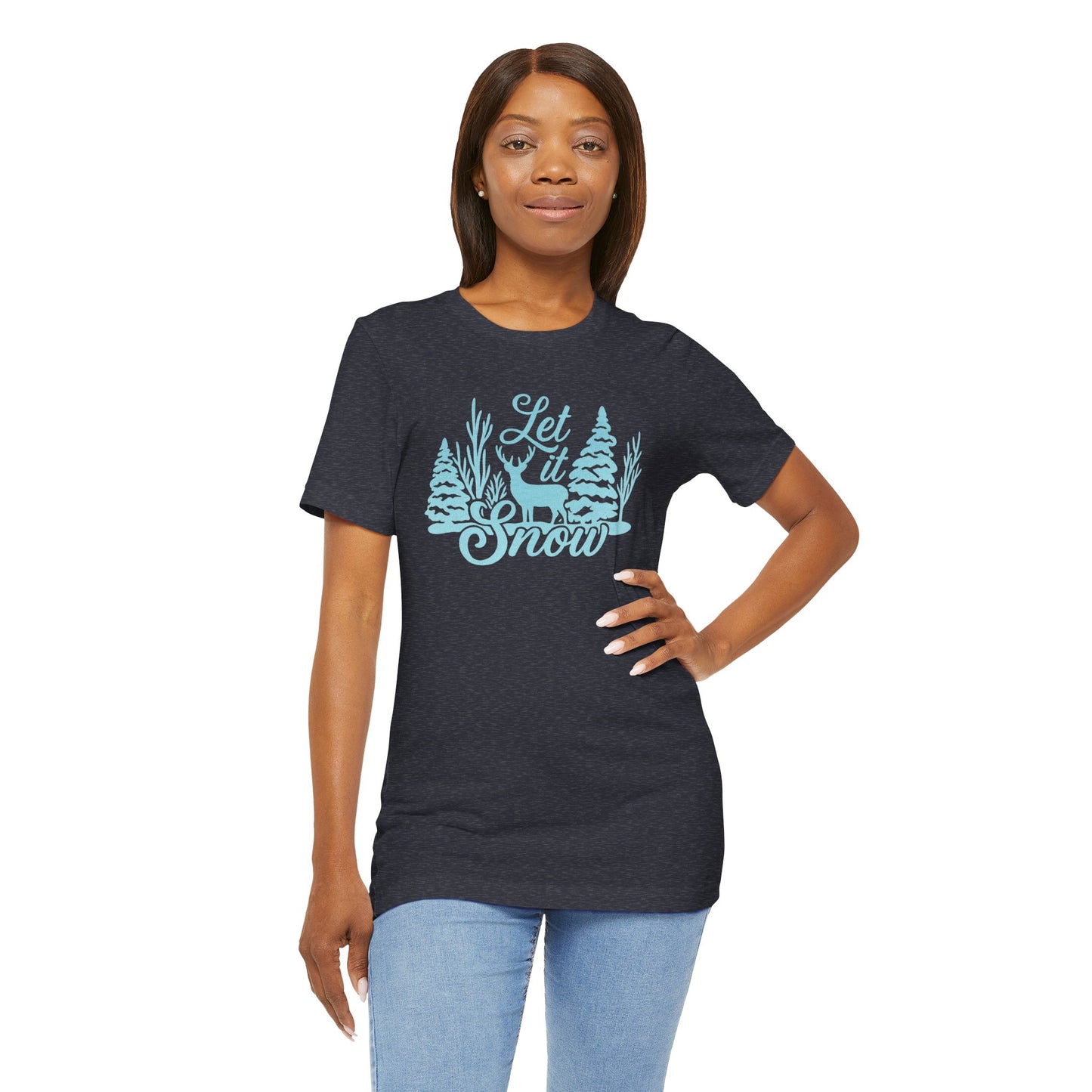 Let It Snow Winter Forest – Rustic Holiday Reindeer | Jersey Tee