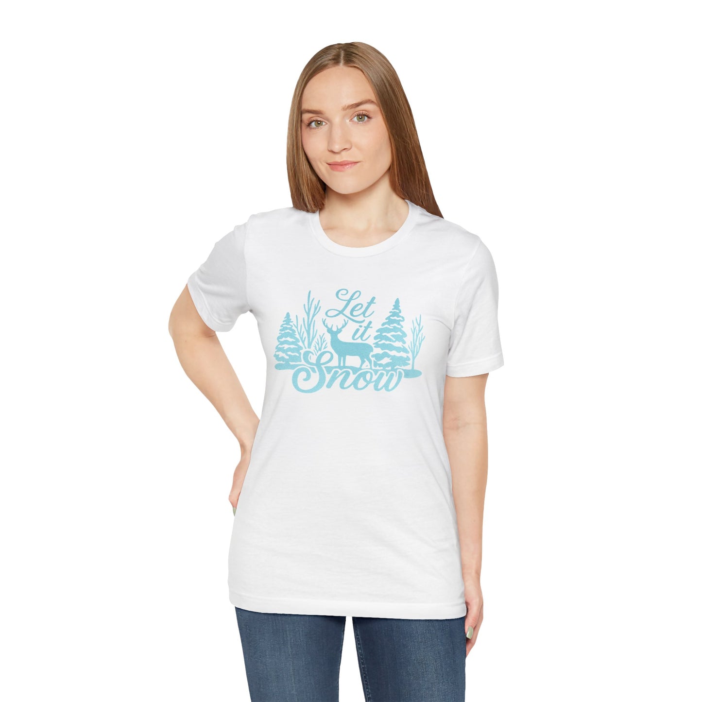 Let It Snow Winter Forest – Rustic Holiday Reindeer | Jersey Tee