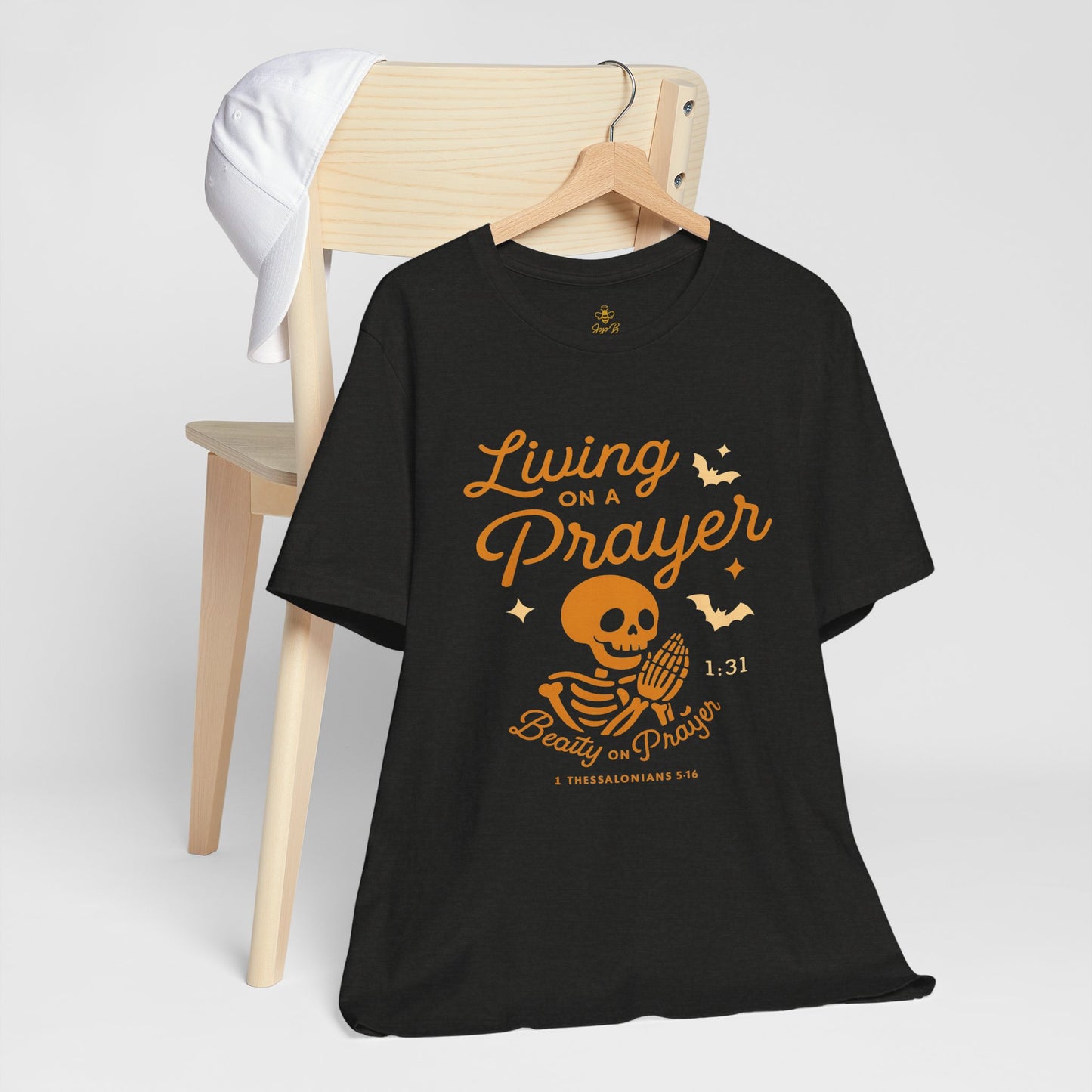 "Living on a Prayer – Skeleton Hands | Jersey Tee