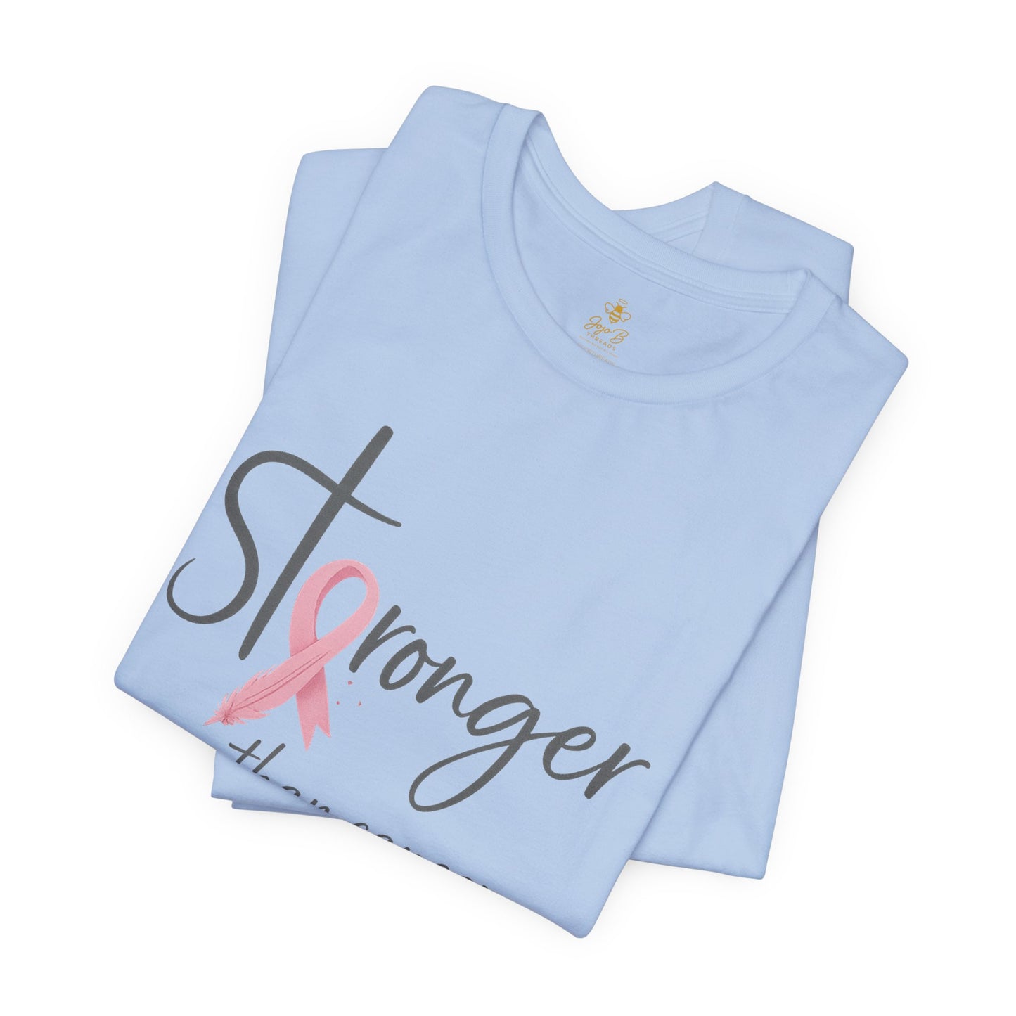 Stronger Than Cancer Faith Shirt – Breast Cancer Awareness Luke 1:37 | Jersey Tee