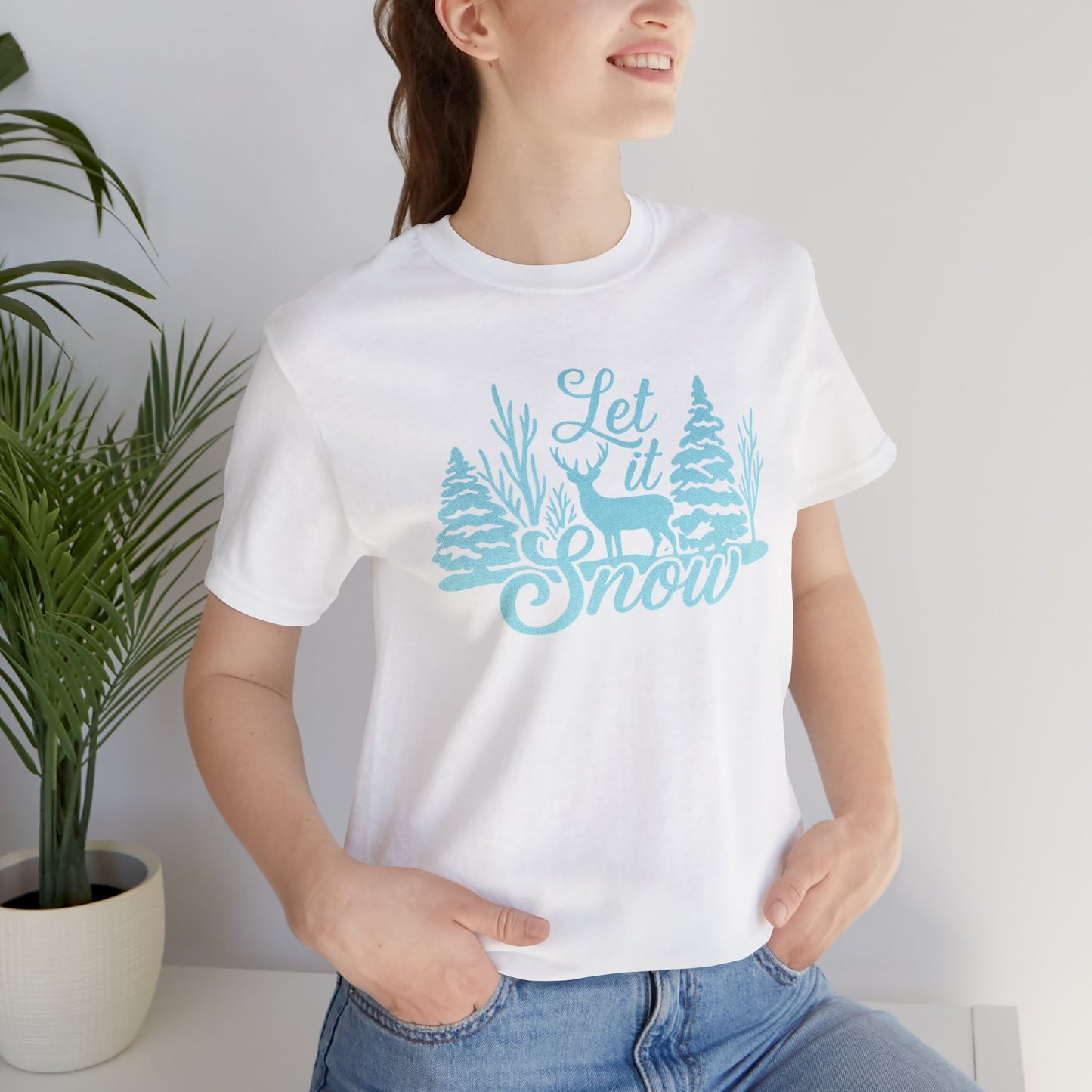 Let It Snow Winter Forest – Rustic Holiday Reindeer | Jersey Tee