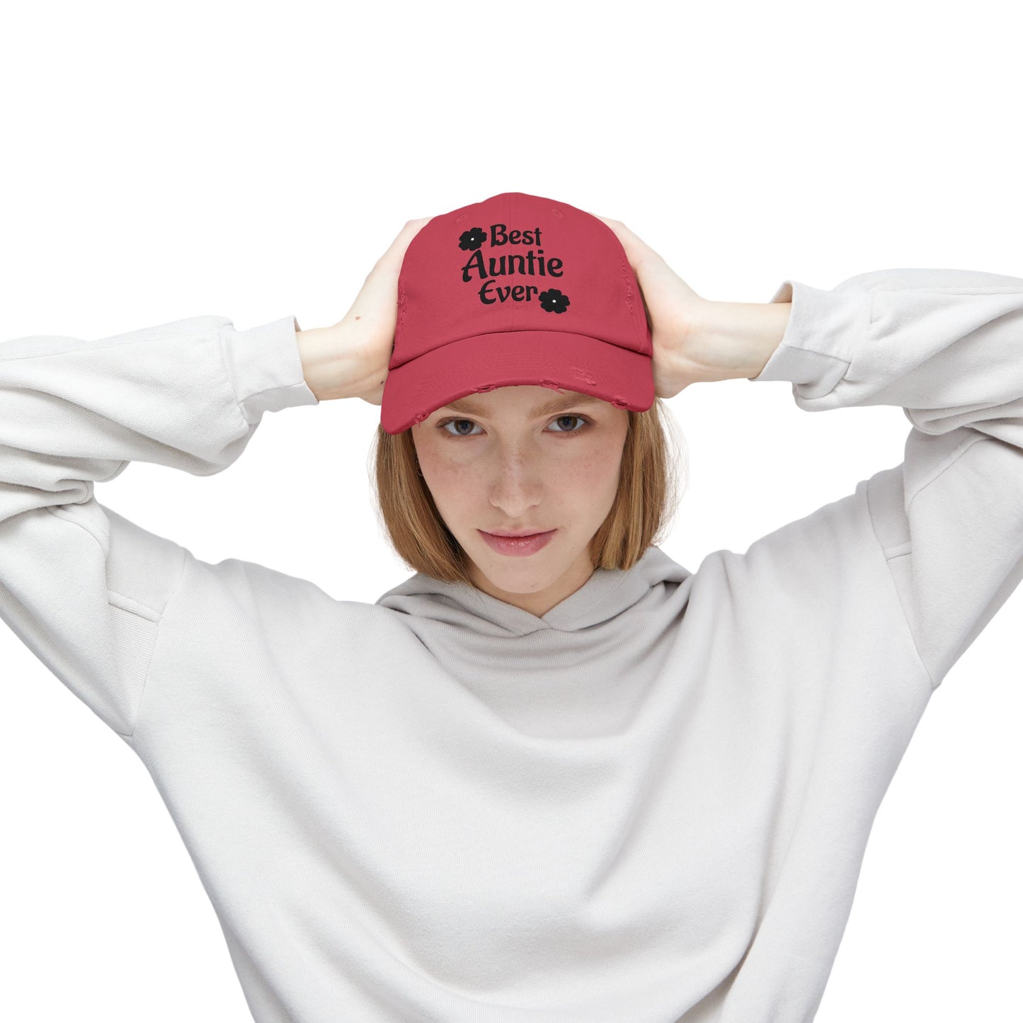 Best Auntie Ever Distressed Hat – Adjustable Embroidered Baseball Cap for Fun Aunties