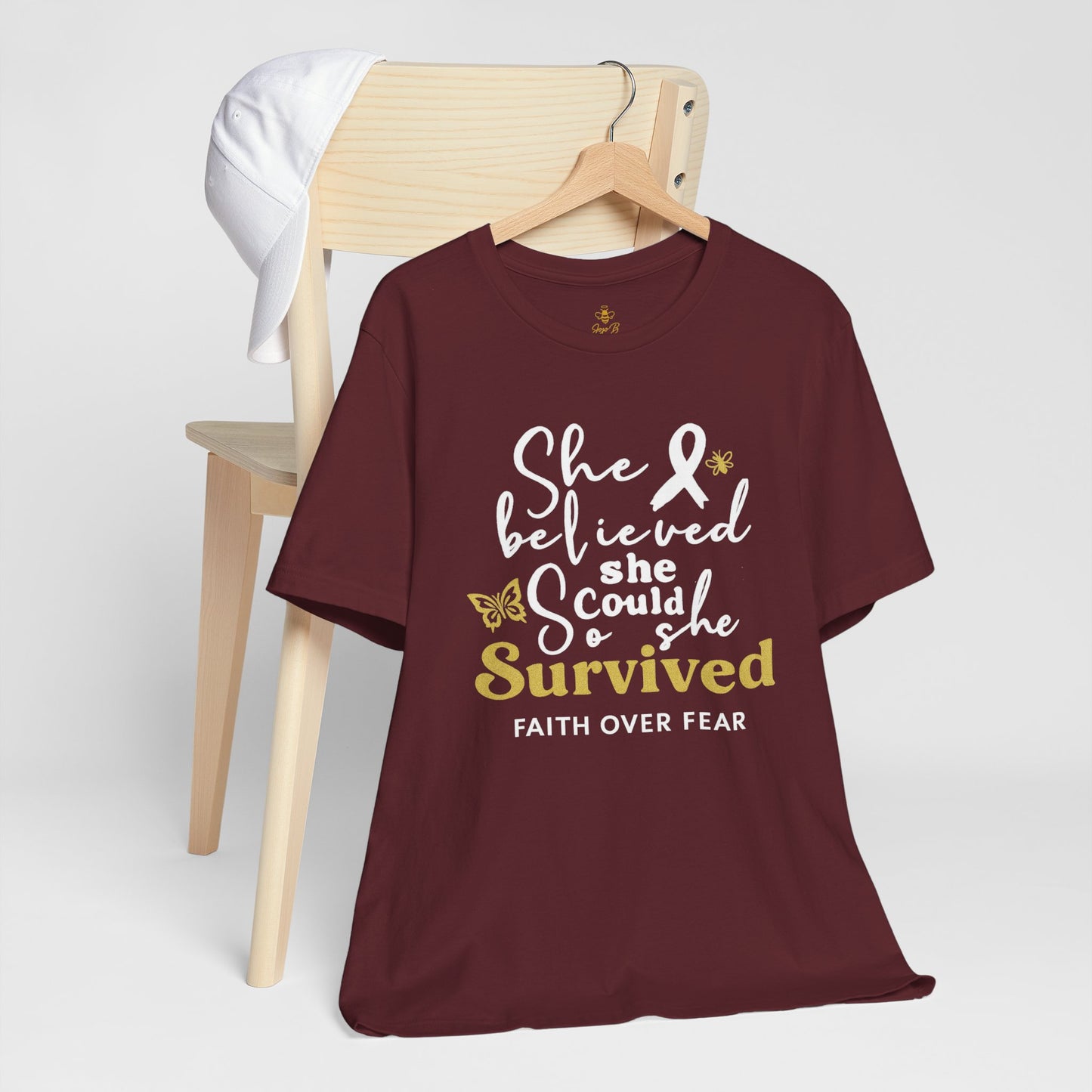 She Believed, So She Survived – Inspirational Cancer Warrior | Jersey Tee