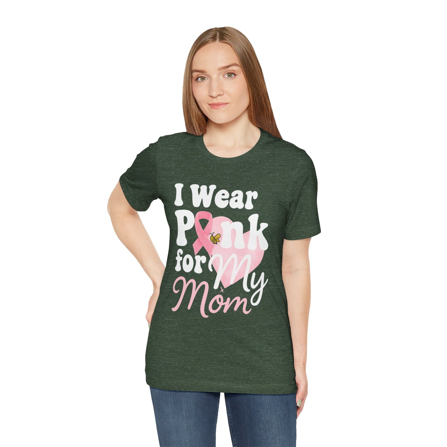 I Wear Pink for My Mom – Breast Cancer Awareness | Jersey Tee