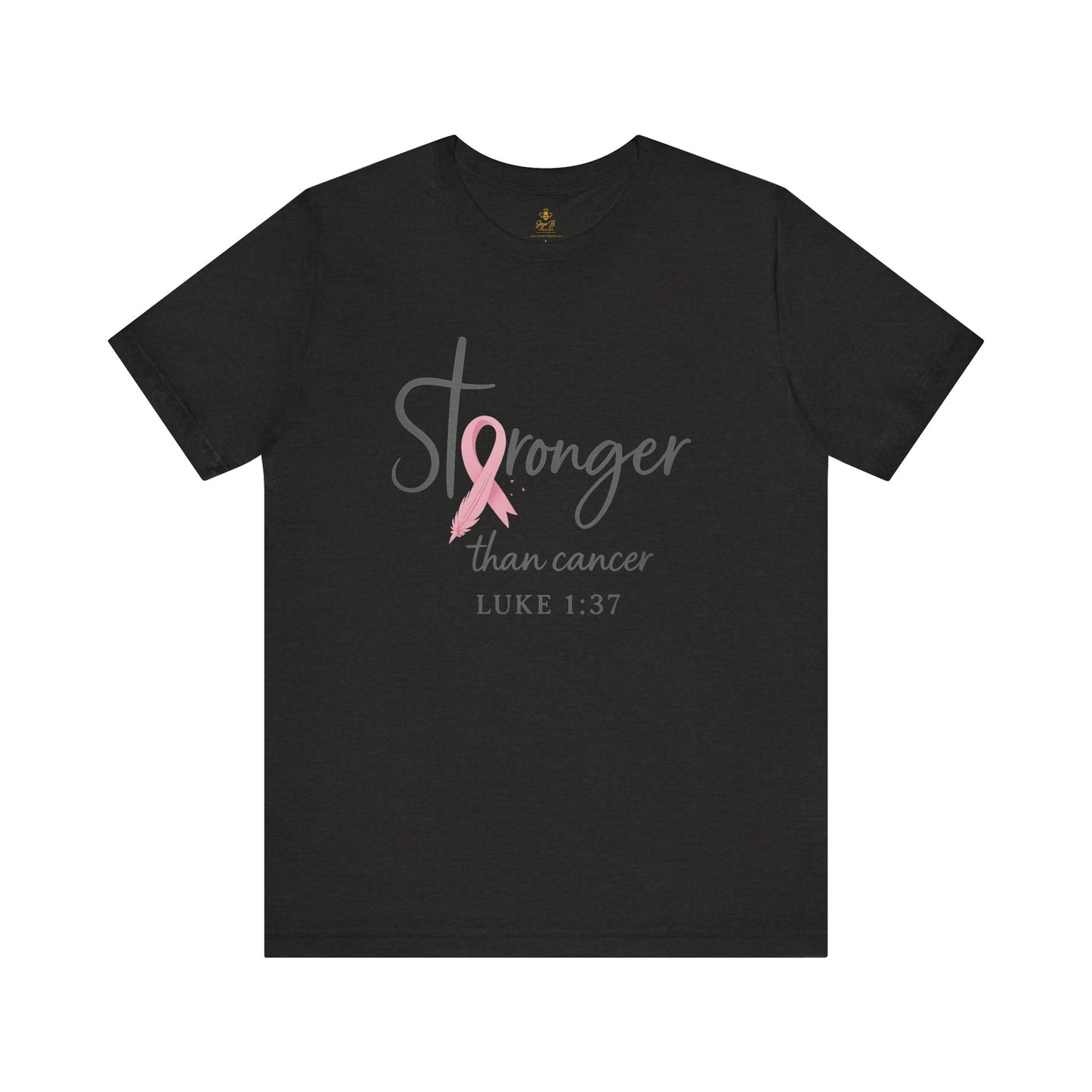 Stronger Than Cancer Faith Shirt – Breast Cancer Awareness Luke 1:37 | Jersey Tee