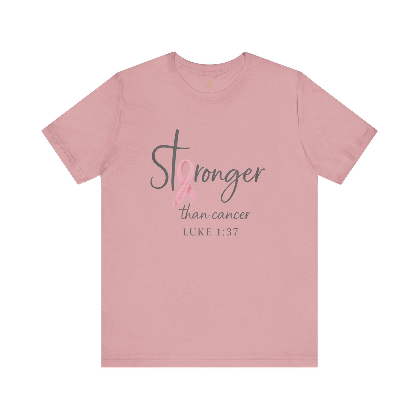 Stronger Than Cancer Faith Shirt – Breast Cancer Awareness Luke 1:37 | Jersey Tee