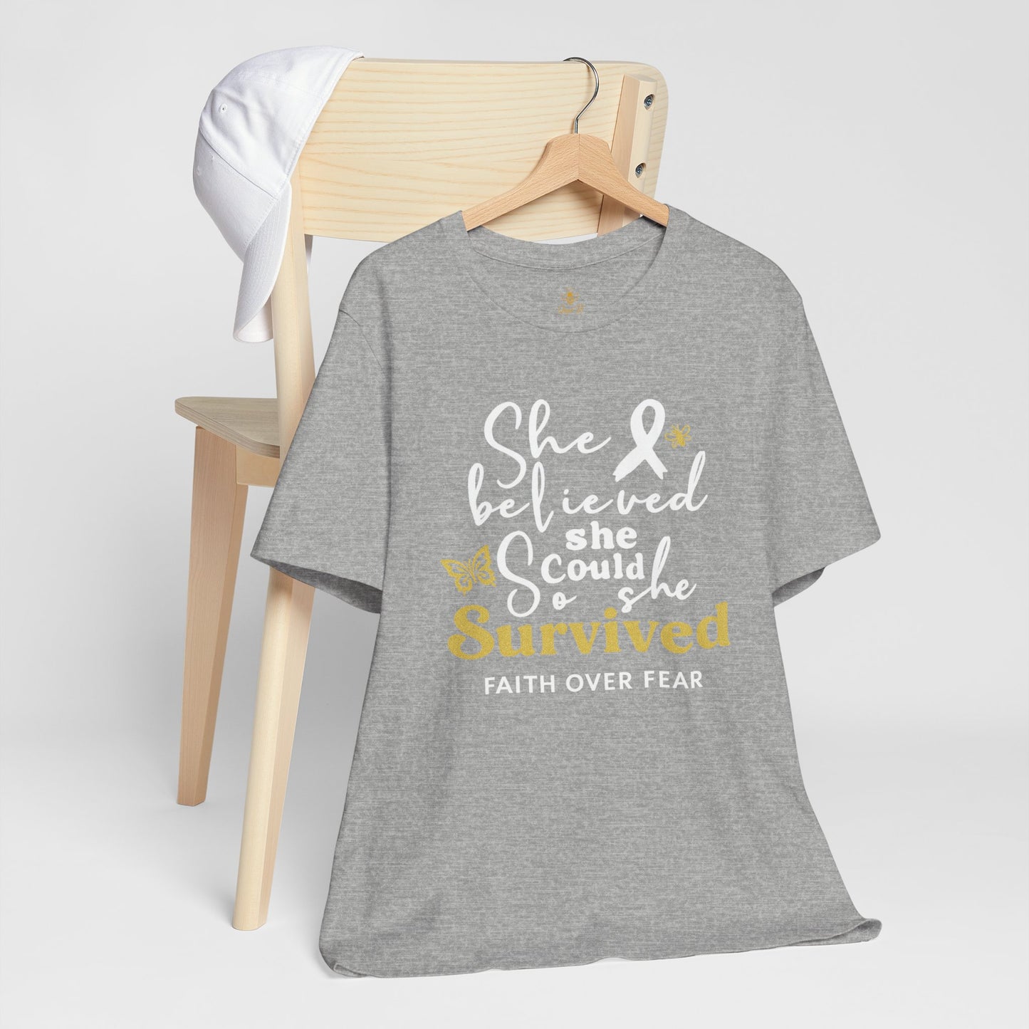 She Believed, So She Survived – Inspirational Cancer Warrior | Jersey Tee
