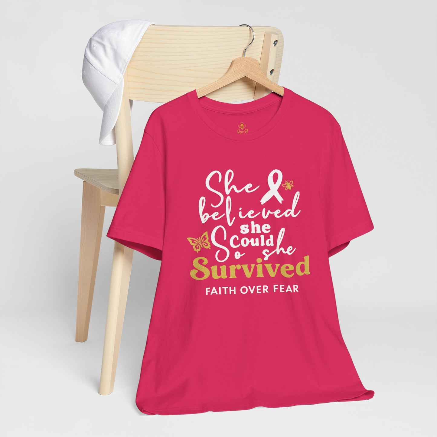 She Believed, So She Survived – Inspirational Cancer Warrior | Jersey Tee
