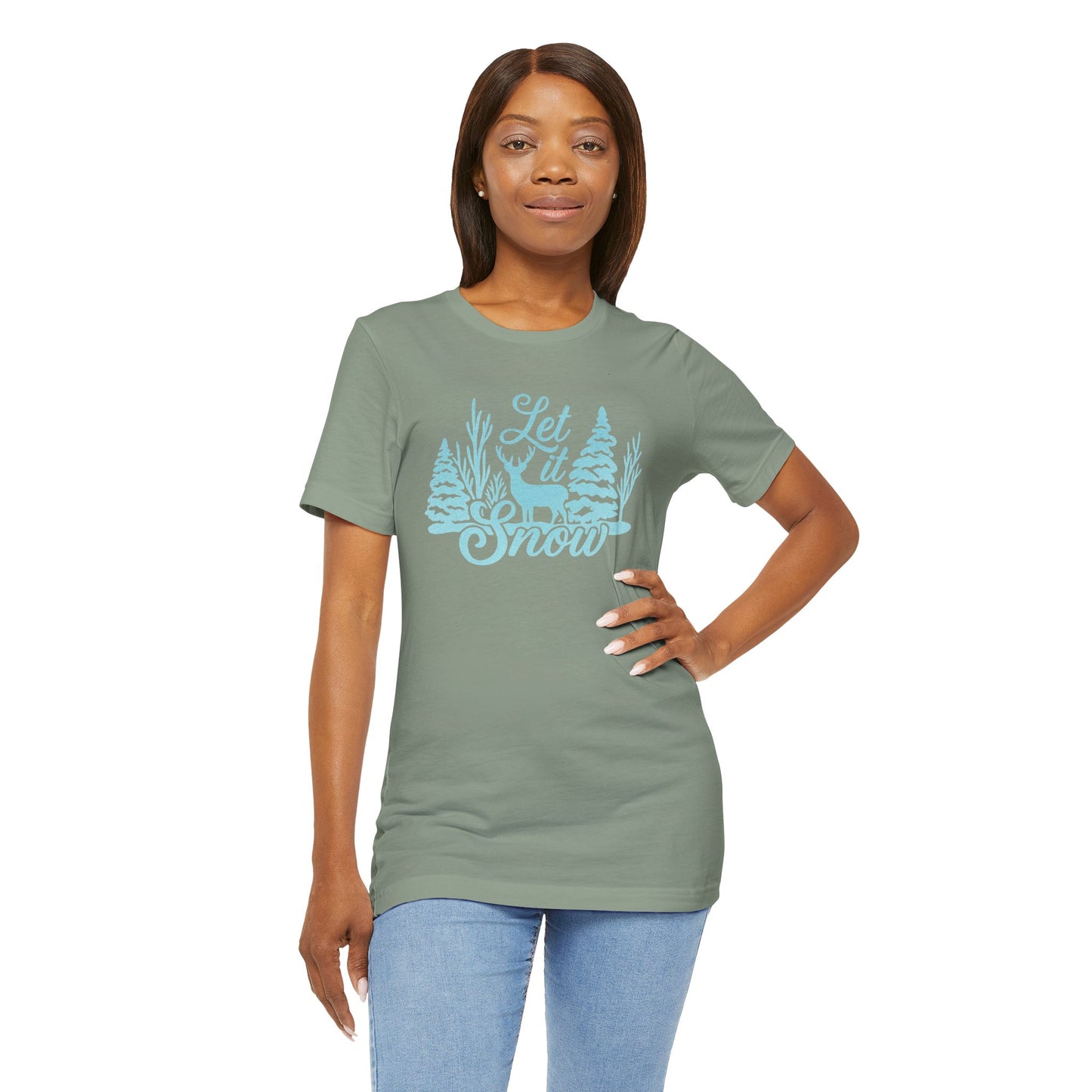 Let It Snow Winter Forest – Rustic Holiday Reindeer | Jersey Tee