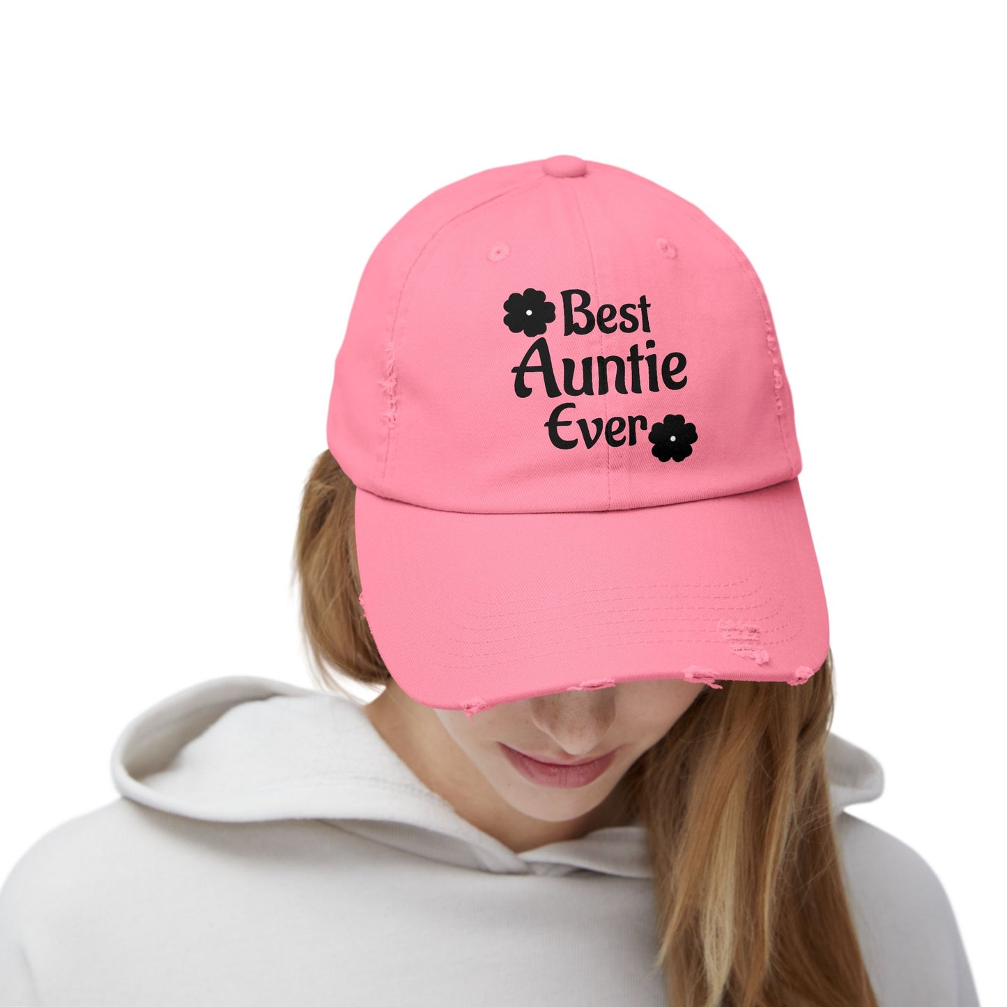 Best Auntie Ever Distressed Hat – Adjustable Embroidered Baseball Cap for Fun Aunties
