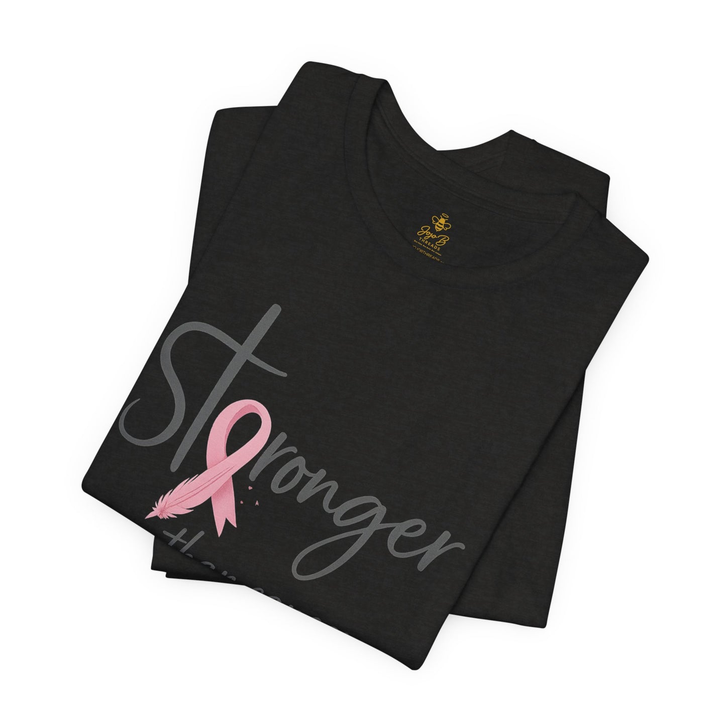 Stronger Than Cancer Faith Shirt – Breast Cancer Awareness Luke 1:37 | Jersey Tee