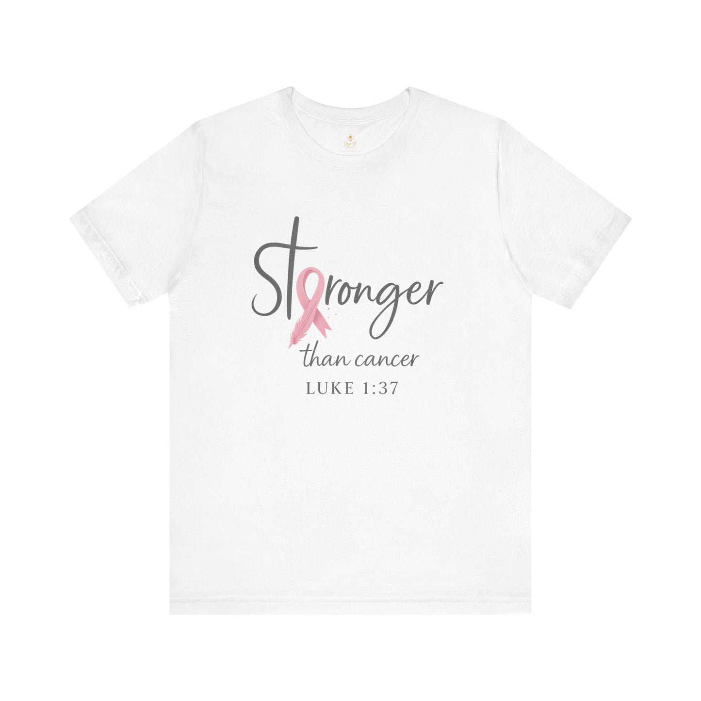 Stronger Than Cancer Faith Shirt – Breast Cancer Awareness Luke 1:37 | Jersey Tee