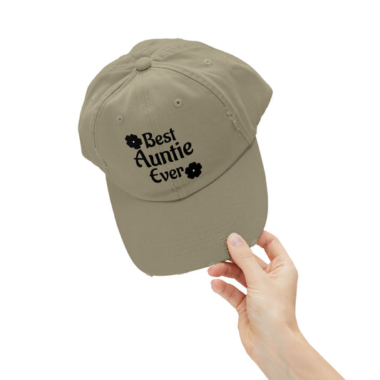 Best Auntie Ever Distressed Hat – Adjustable Embroidered Baseball Cap for Fun Aunties