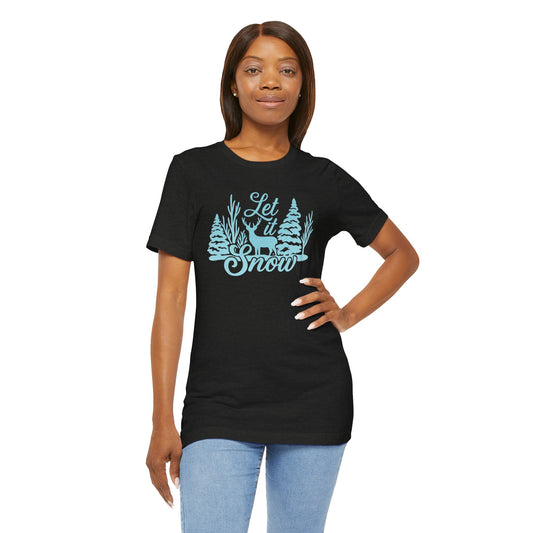 Let It Snow Winter Forest – Rustic Holiday Reindeer | Jersey Tee
