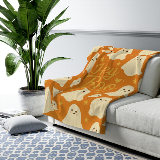 “Boo-tiful Nights” Cozy Ghost Blanket | Sherpa Fleece Blanket