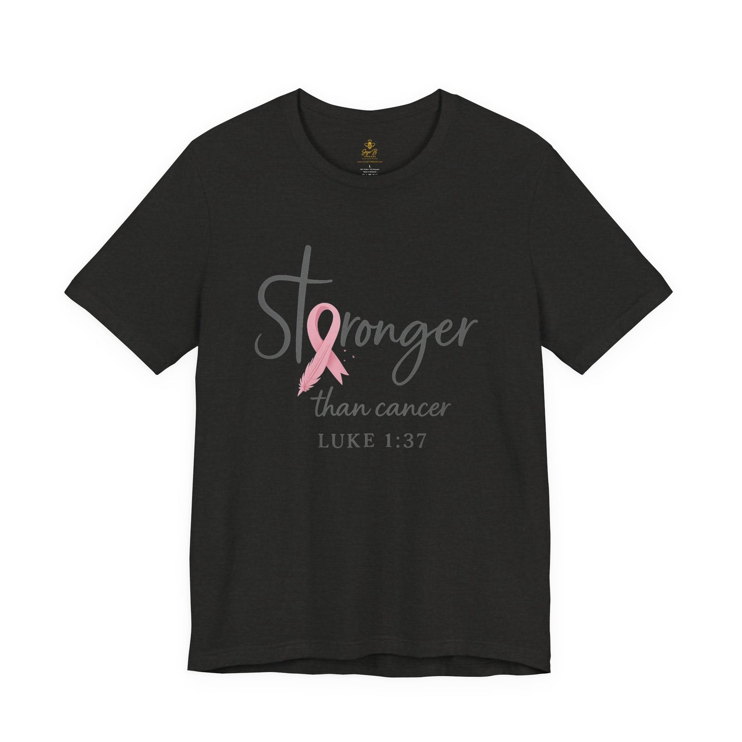 Stronger Than Cancer Faith Shirt – Breast Cancer Awareness Luke 1:37 | Jersey Tee