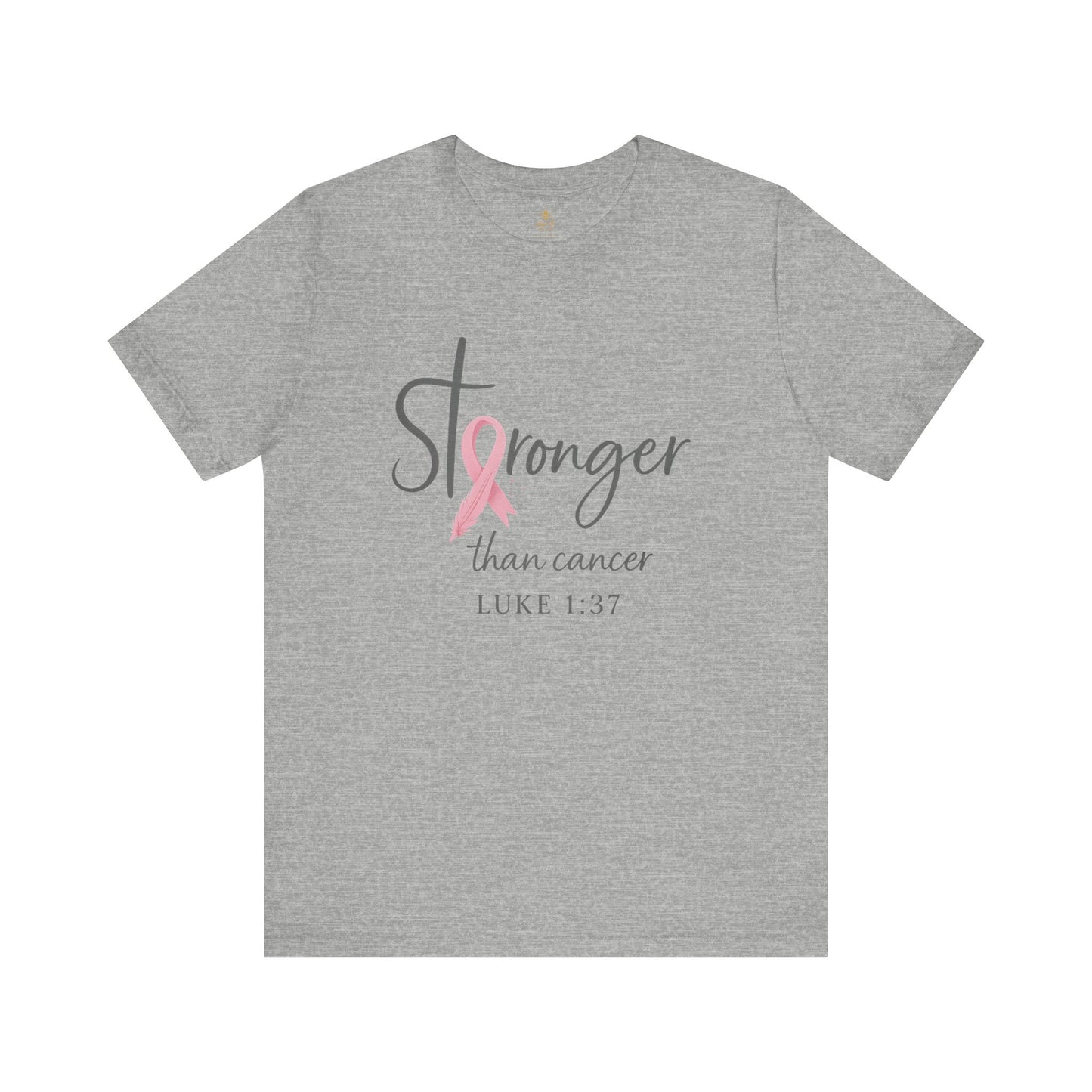 Stronger Than Cancer Faith Shirt – Breast Cancer Awareness Luke 1:37 | Jersey Tee