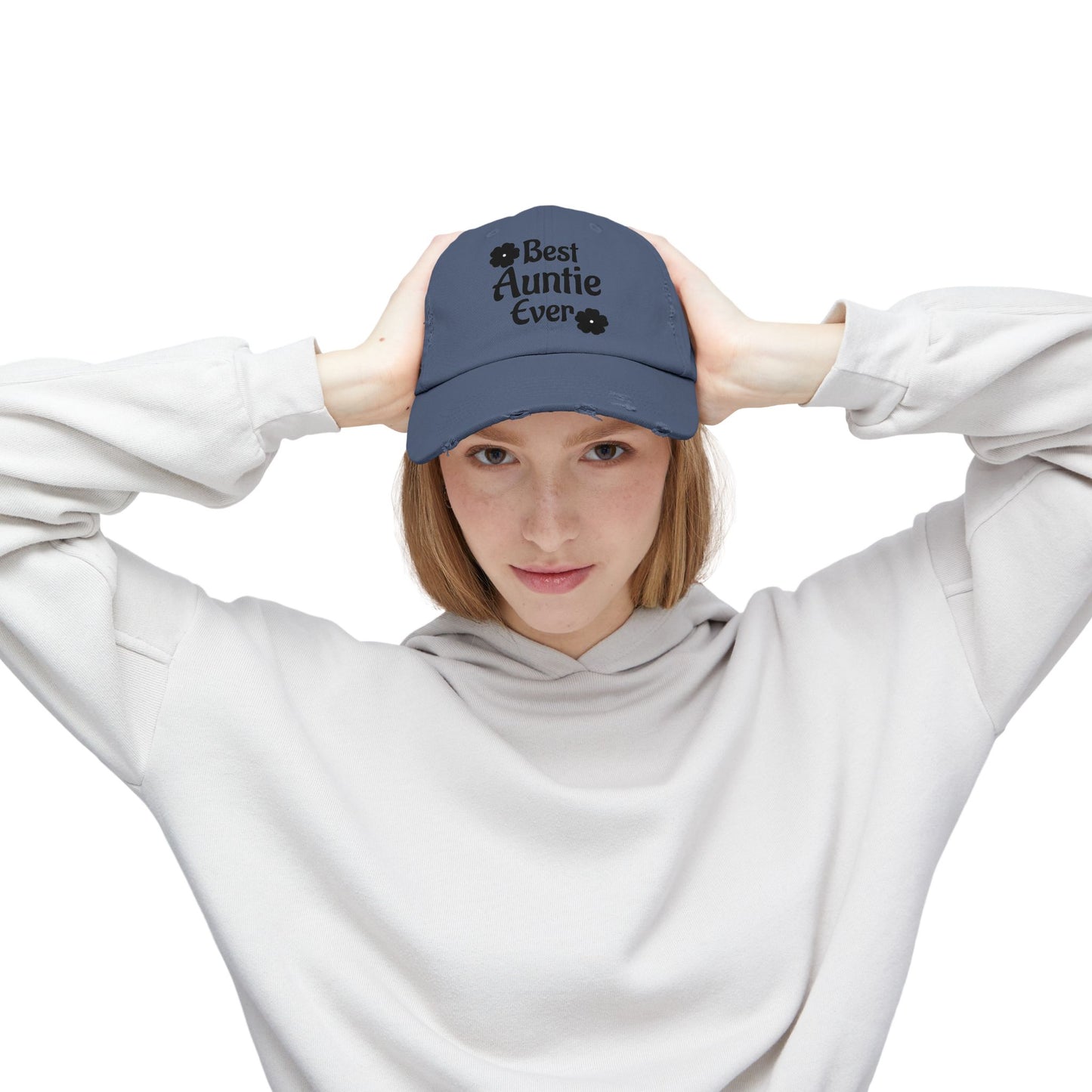 Best Auntie Ever Distressed Hat – Adjustable Embroidered Baseball Cap for Fun Aunties