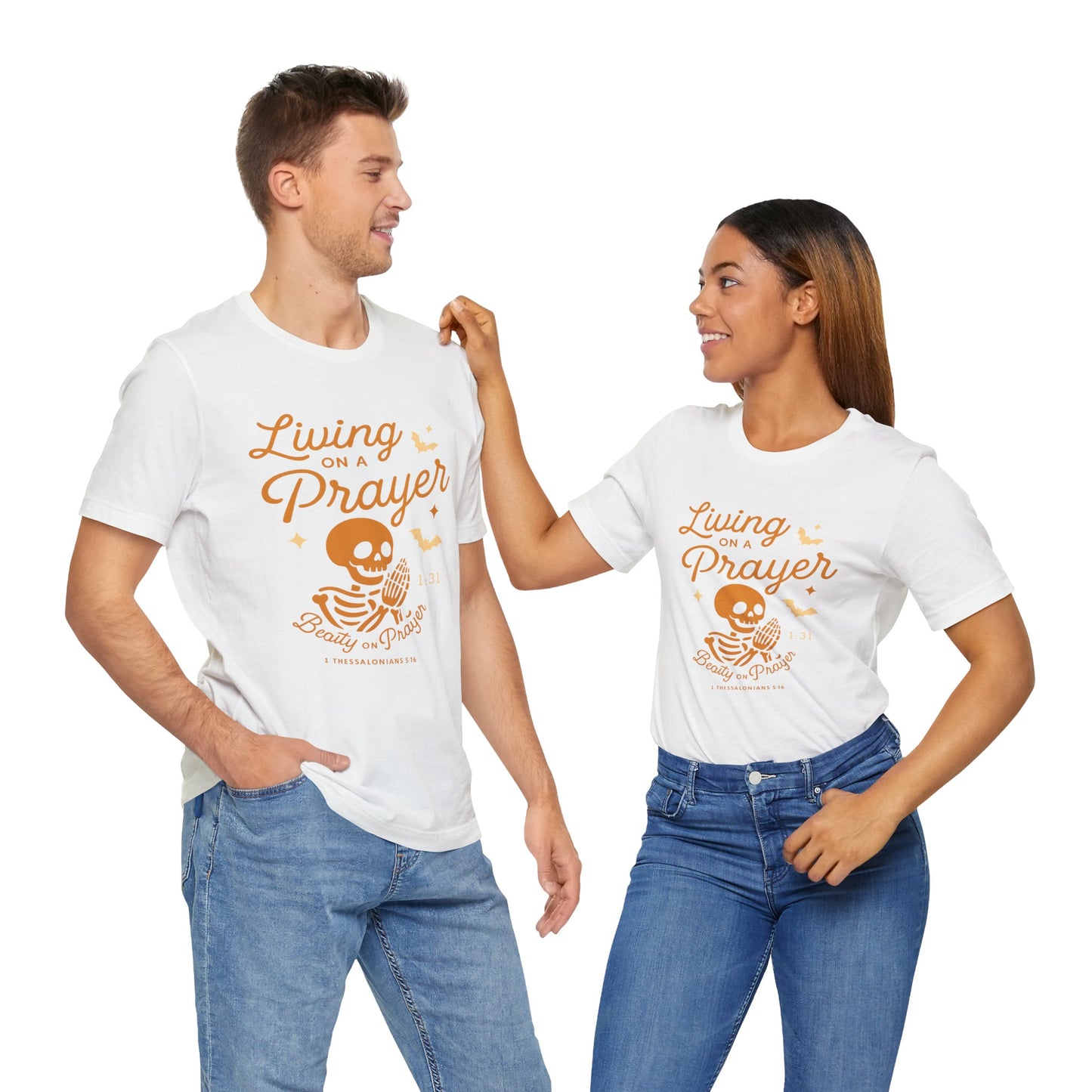 "Living on a Prayer – Skeleton Hands | Jersey Tee
