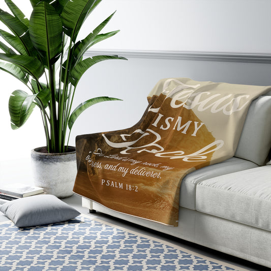 Jesus Is My Rock | Sherpa Fleece Blanket