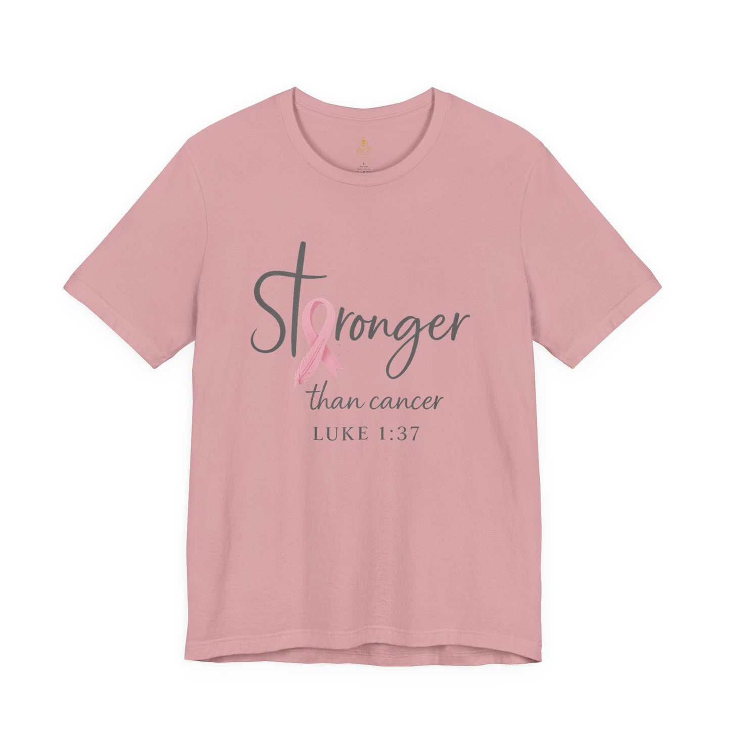 Stronger Than Cancer Faith Shirt – Breast Cancer Awareness Luke 1:37 | Jersey Tee