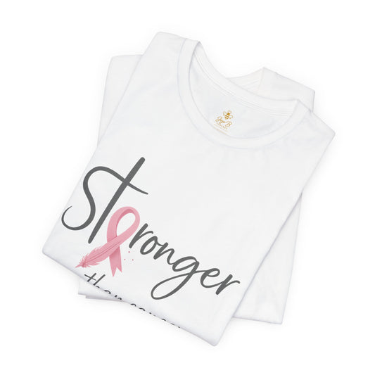 Stronger Than Cancer Faith Shirt – Breast Cancer Awareness Luke 1:37 | Jersey Tee