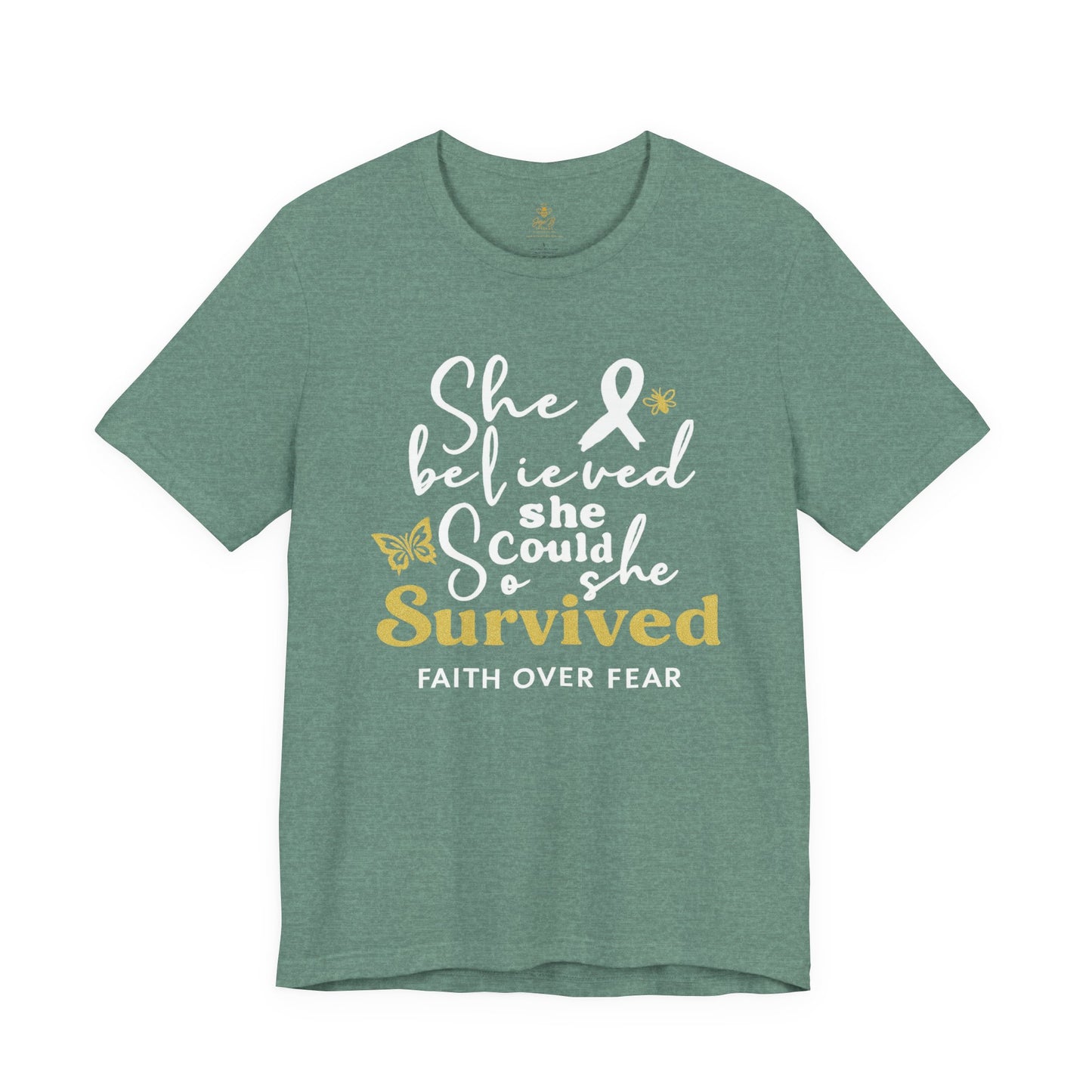 She Believed, So She Survived – Inspirational Cancer Warrior | Jersey Tee