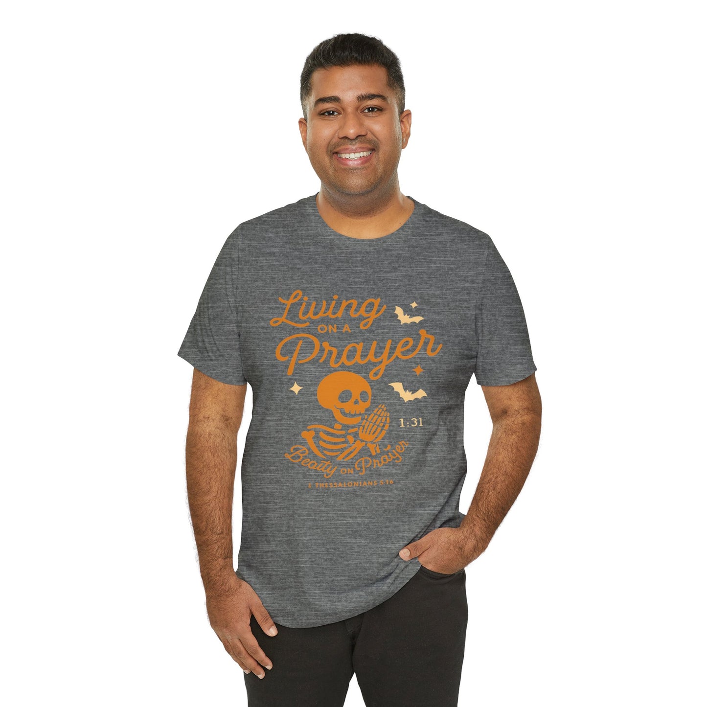 "Living on a Prayer – Skeleton Hands | Jersey Tee