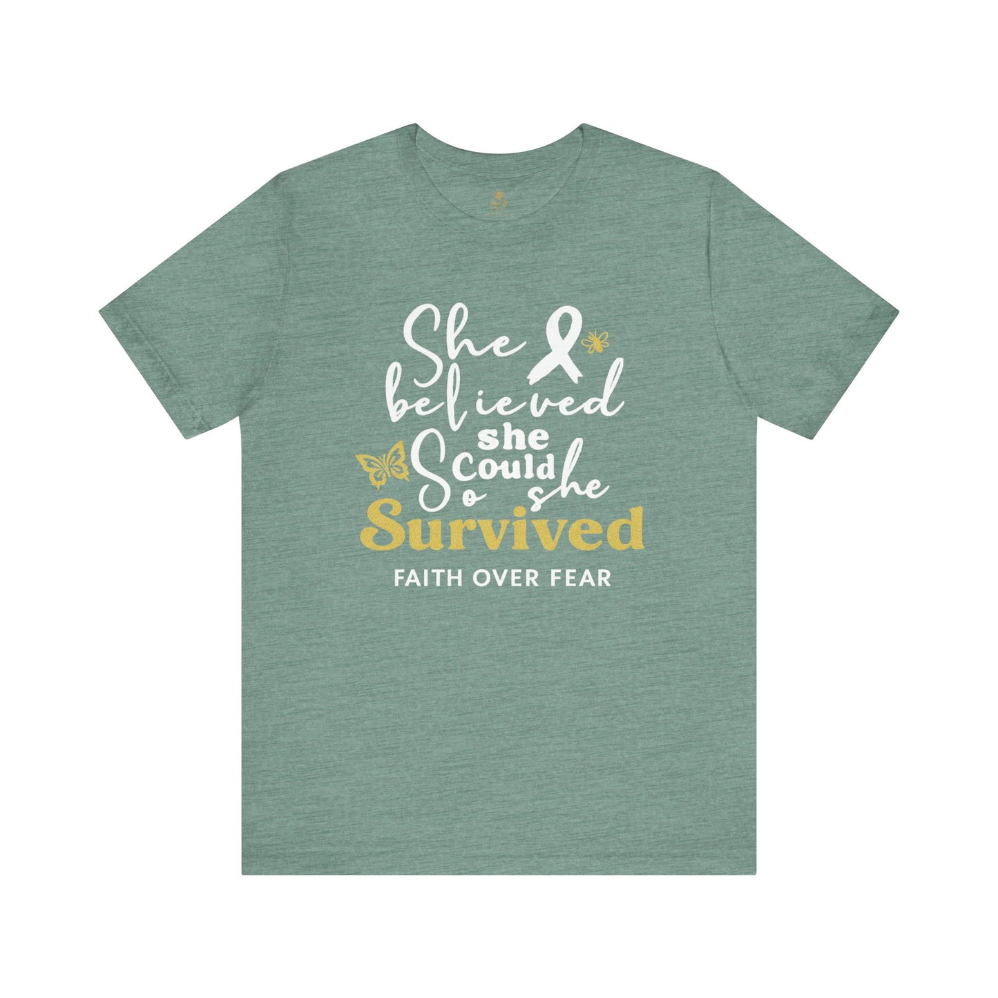 She Believed, So She Survived – Inspirational Cancer Warrior | Jersey Tee