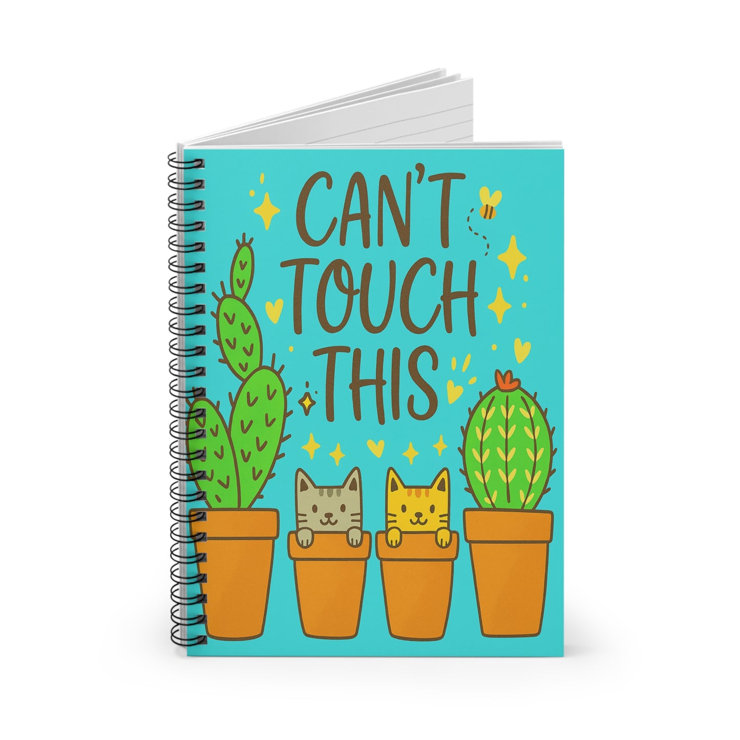 “Can’t Touch This – Cat & Cactus" | Spiral Notebook