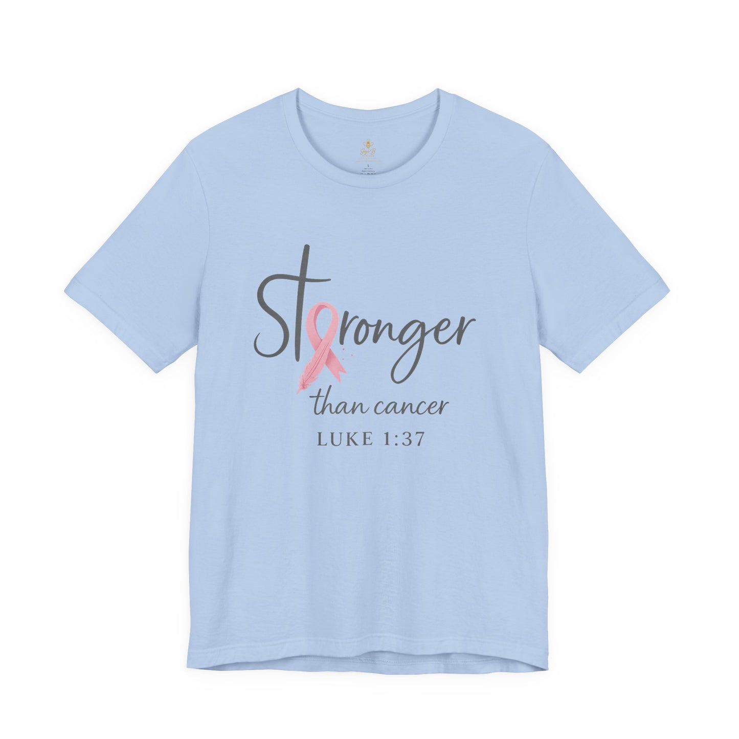 Stronger Than Cancer Faith Shirt – Breast Cancer Awareness Luke 1:37 | Jersey Tee