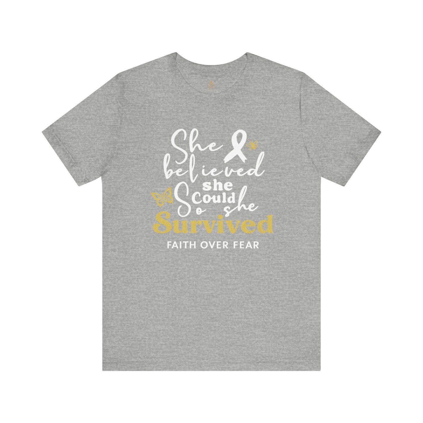 She Believed, So She Survived – Inspirational Cancer Warrior | Jersey Tee